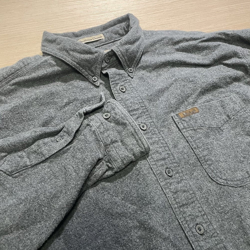 Vintage Woolrich Mens 2XL Gray Chamois Long Sleeve Shirt Original Outdoorwear‎